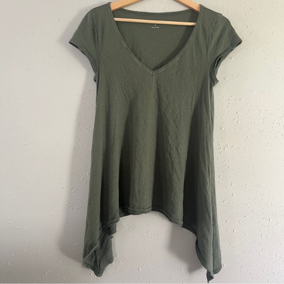 Express Green Asymmetrical Cap Sleeve Tunic Casual Lightweight Comfy Small - Picture 1 of 6